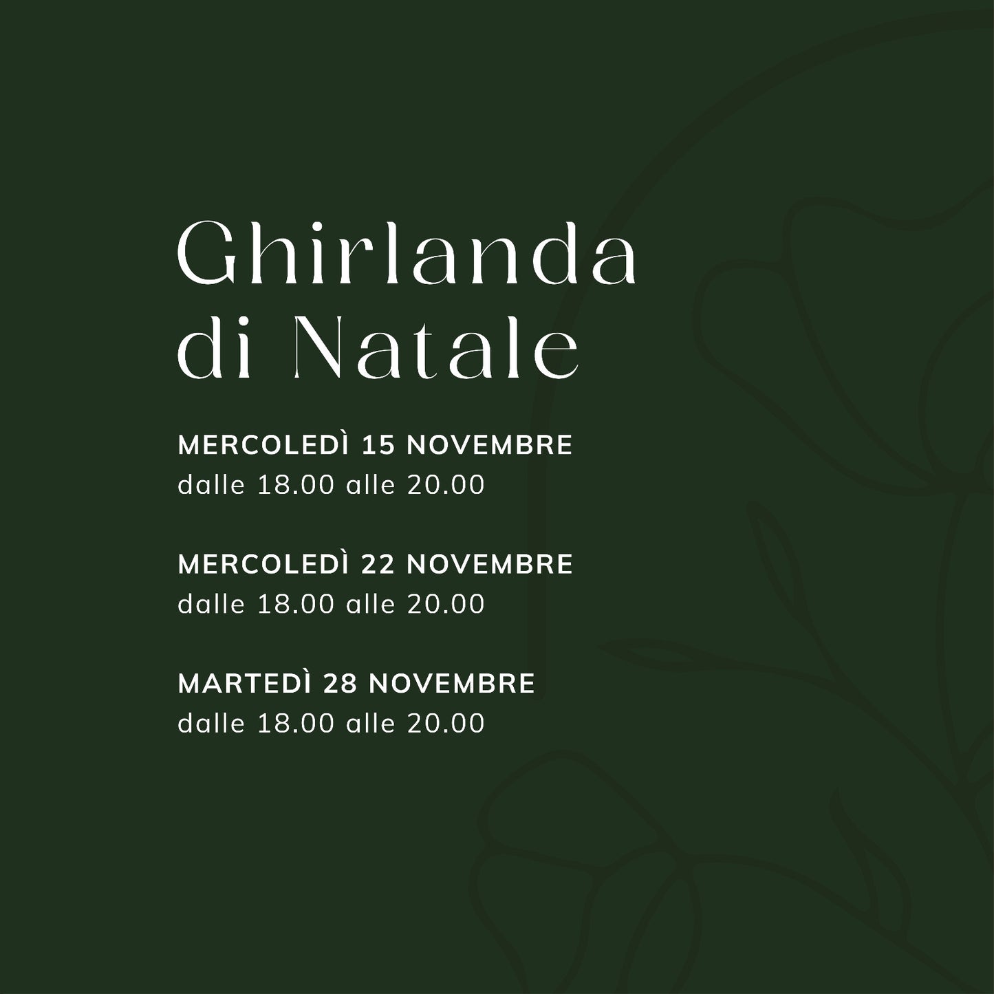 Ghirlanda di Natale, whorkshop di novembre